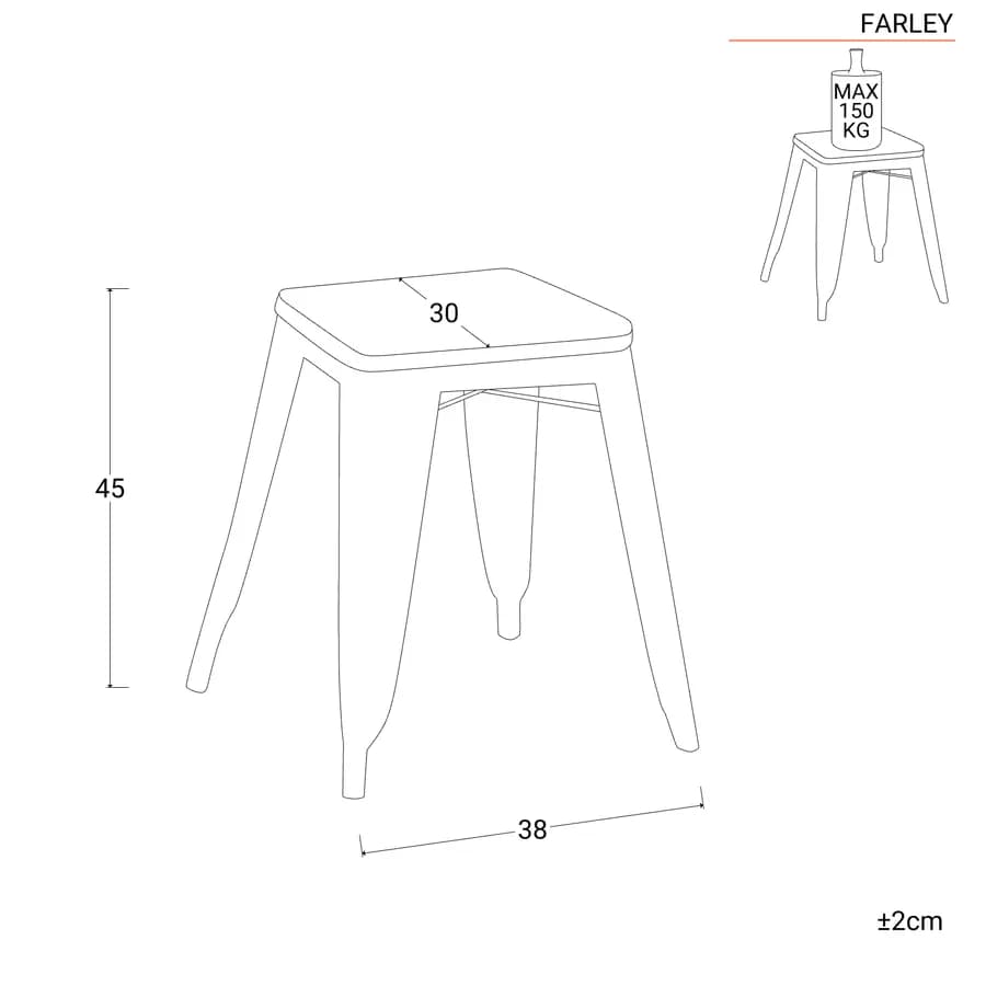 Sgabello basso impilabile in metallo giallo stile industrial - Farley