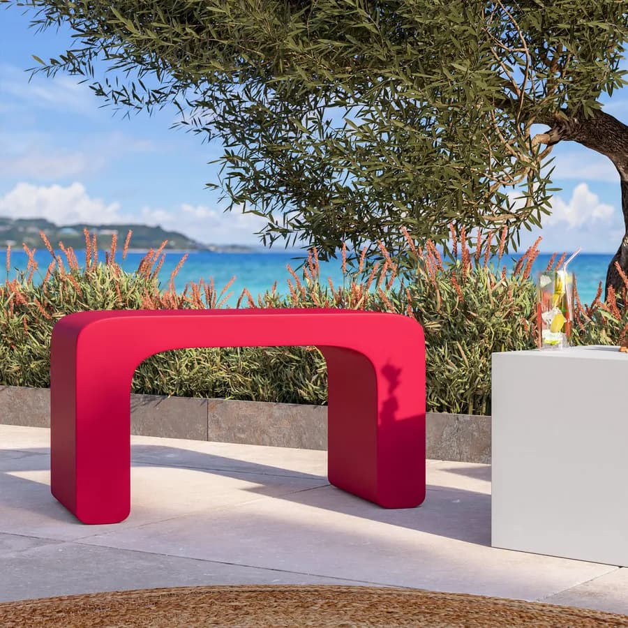 Sgabello da giardino 2 posti in polietilene rosso fragola - Marinha