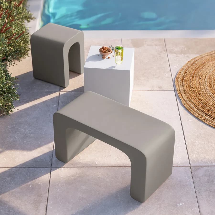 Sgabello da giardino 2 posti in polietilene tortora - Marinha