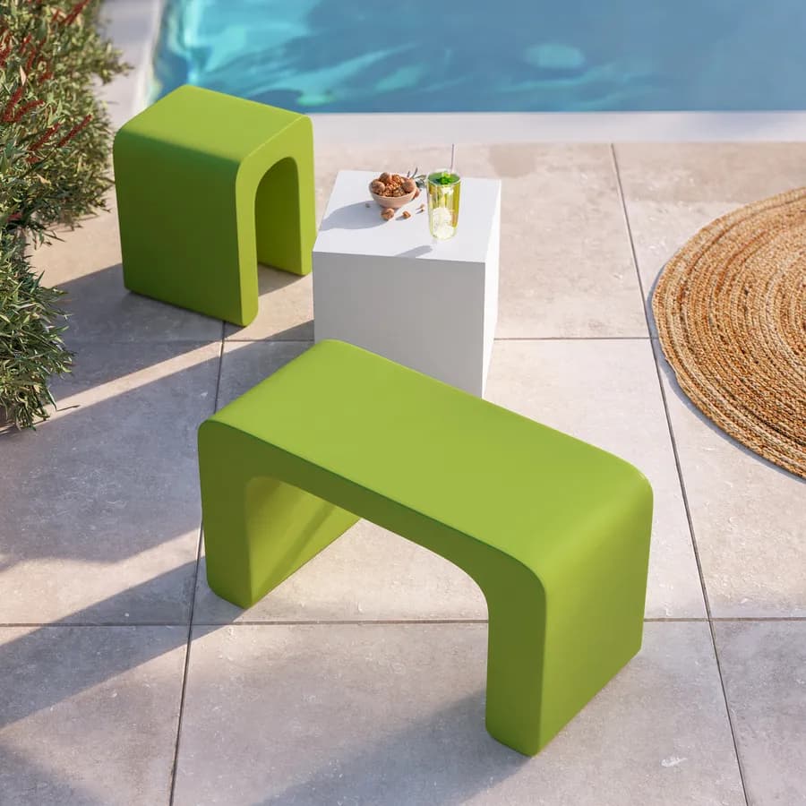 Sgabello da giardino 2 posti in polietilene verde kiwi - Marinha