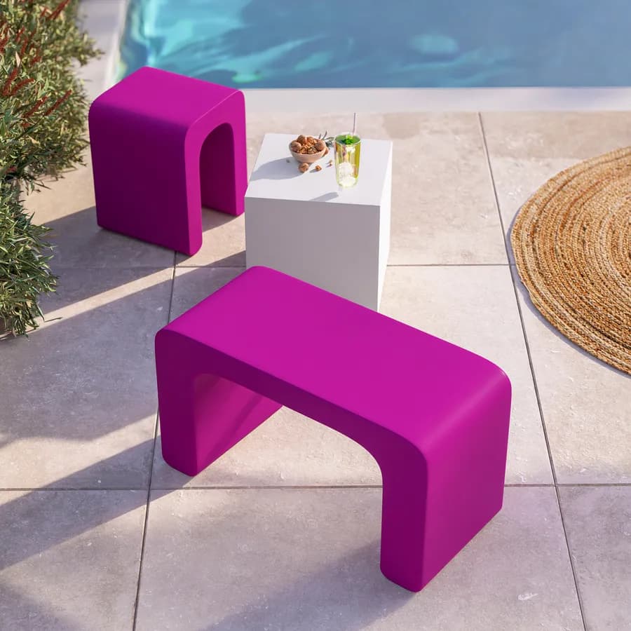 Sgabello da giardino 2 posti in polietilene viola - Marinha