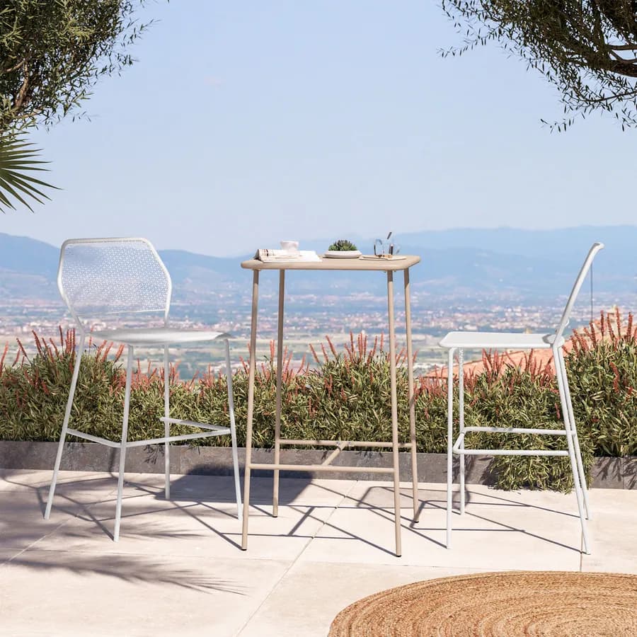 Sgabello da giardino in metallo bianco - Dama