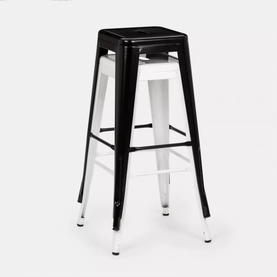Sgabello da giardino impilabile stile industrial in metallo bianco - Farley