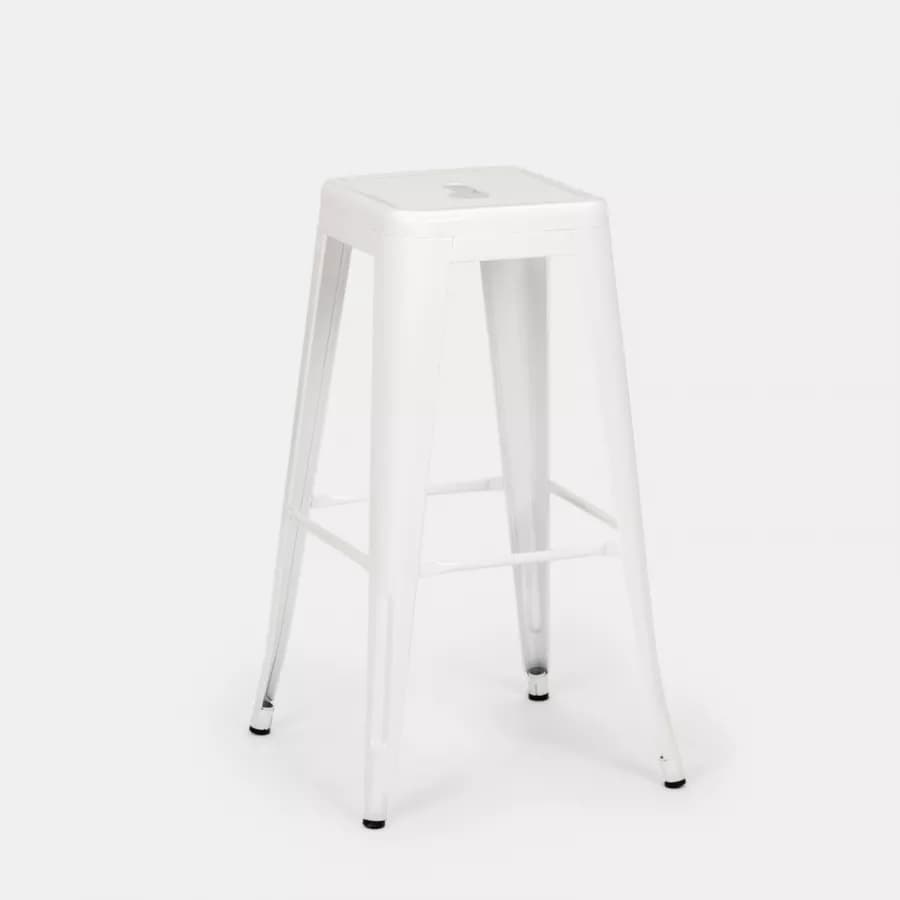 Sgabello da giardino impilabile stile industrial in metallo bianco - Farley