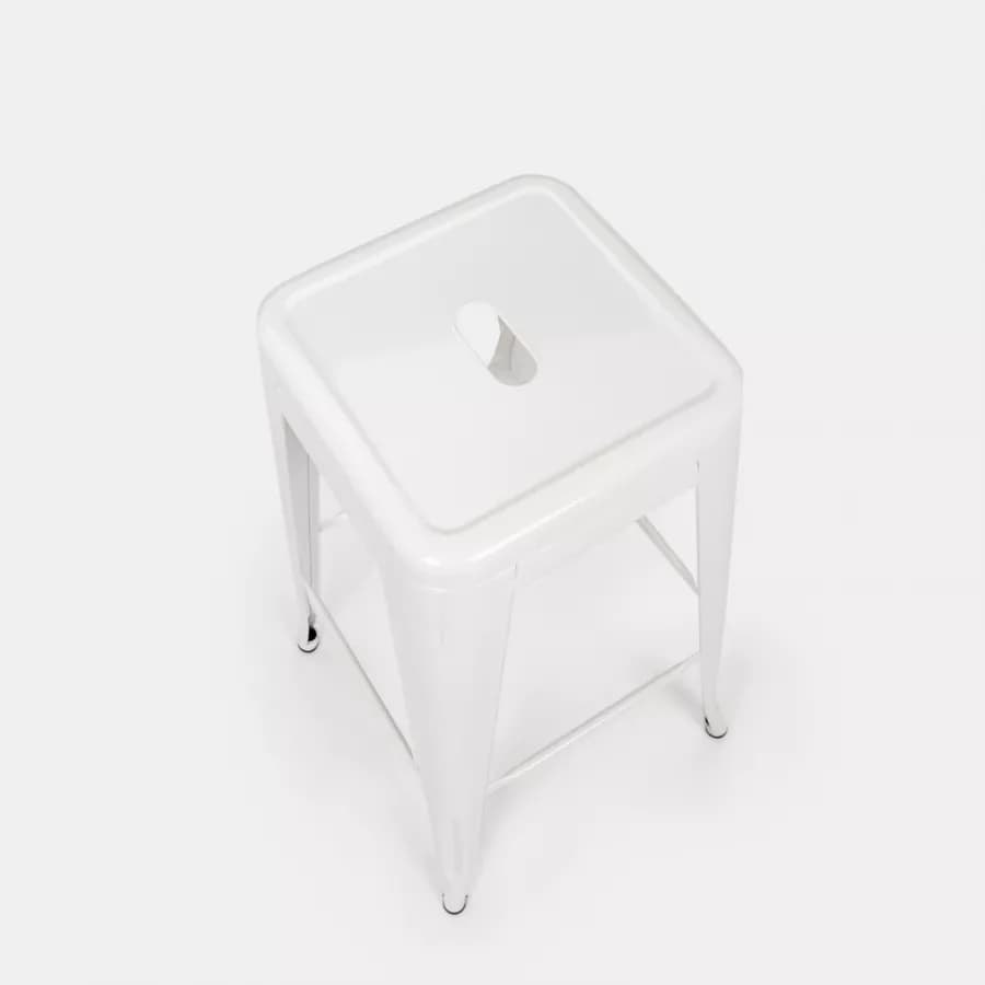 Sgabello da giardino impilabile stile industrial in metallo bianco - Farley