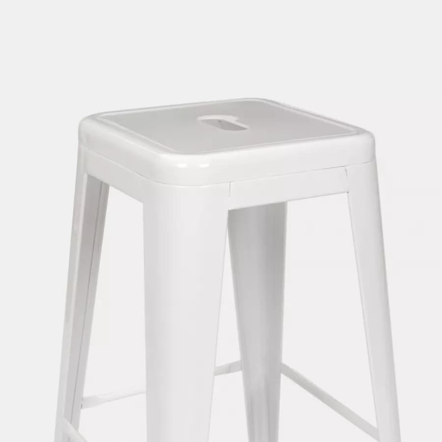 Sgabello da giardino impilabile stile industrial in metallo bianco - Farley