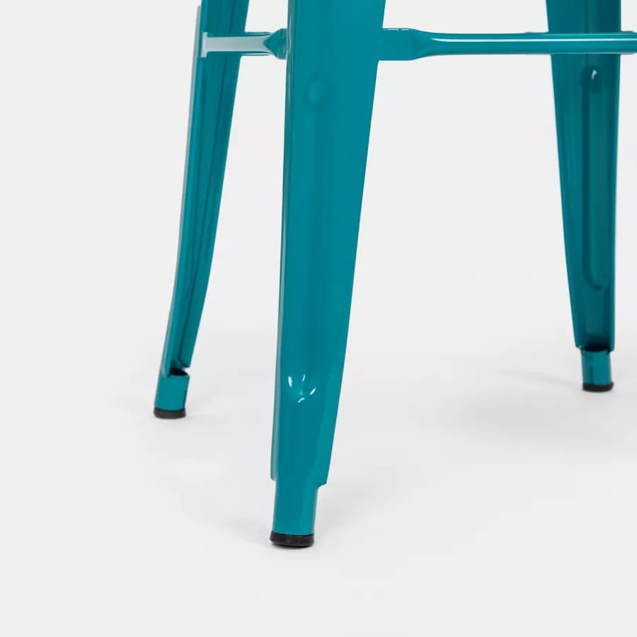 Sgabello da giardino impilabile stile industrial in metallo blu petrolio - Farley