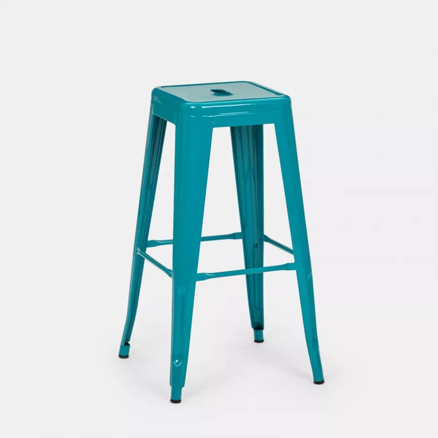 Sgabello da giardino impilabile stile industrial in metallo blu petrolio - Farley