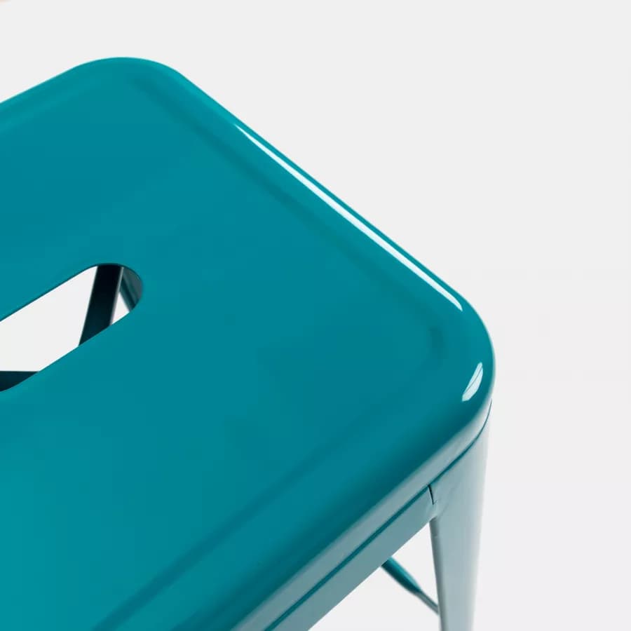 Sgabello da giardino impilabile stile industrial in metallo blu petrolio - Farley