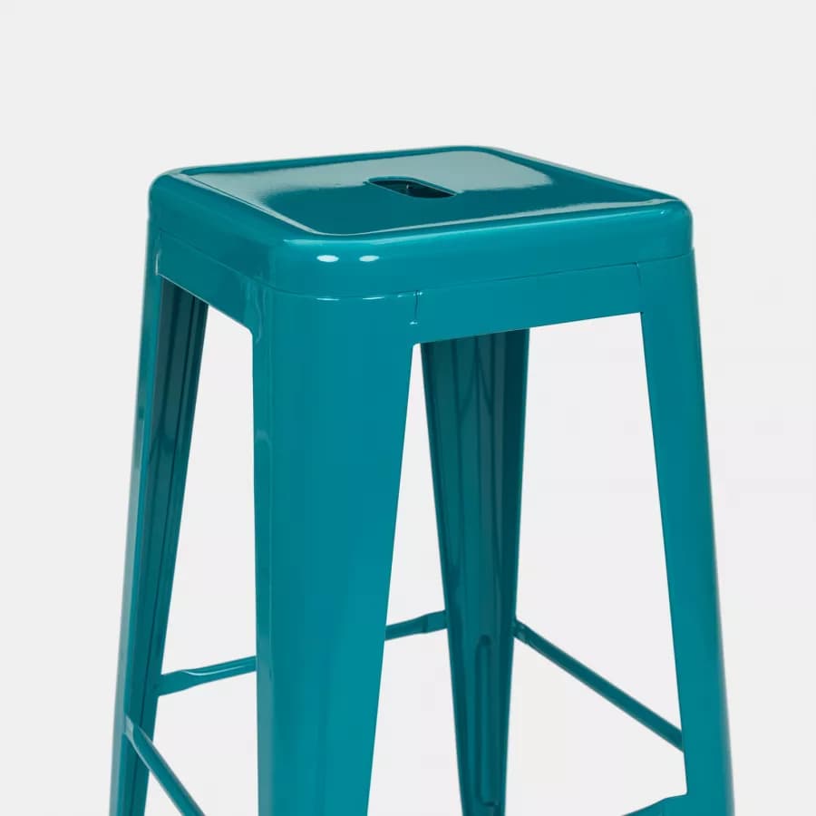 Sgabello da giardino impilabile stile industrial in metallo blu petrolio - Farley