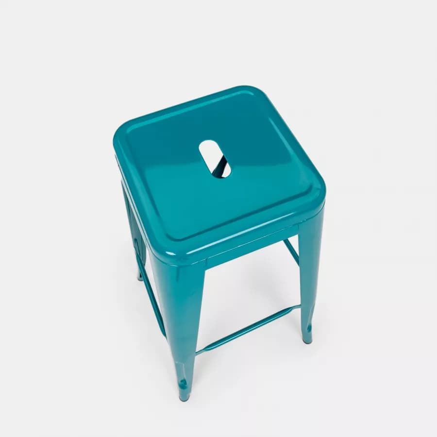 Sgabello da giardino impilabile stile industrial in metallo blu petrolio - Farley