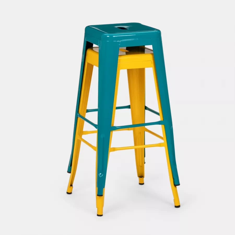 Sgabello da giardino impilabile stile industrial in metallo giallo - Farley