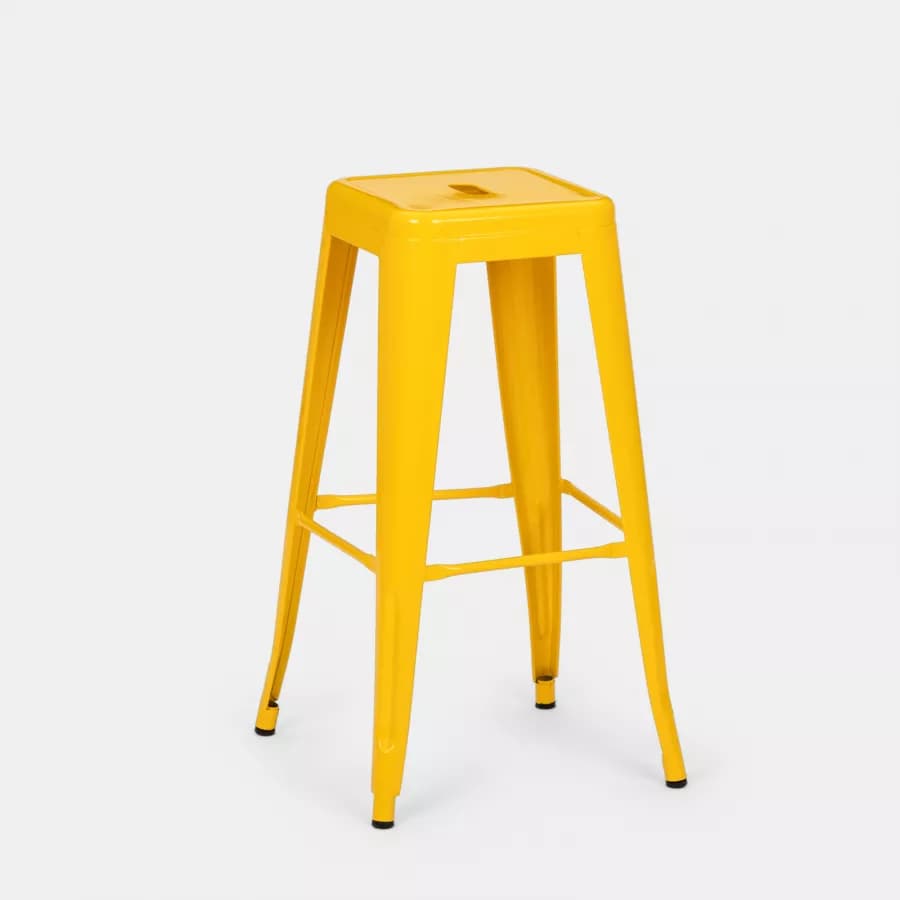 Sgabello da giardino impilabile stile industrial in metallo giallo - Farley