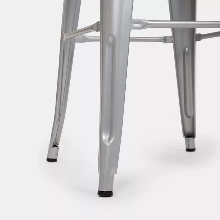 Sgabello da giardino impilabile stile industrial in metallo grigio - Farley