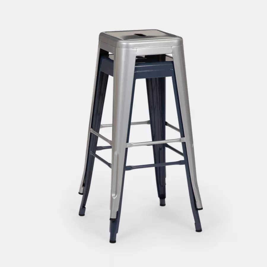 Sgabello da giardino impilabile stile industrial in metallo grigio - Farley