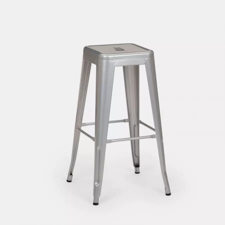 Sgabello da giardino impilabile stile industrial in metallo grigio - Farley