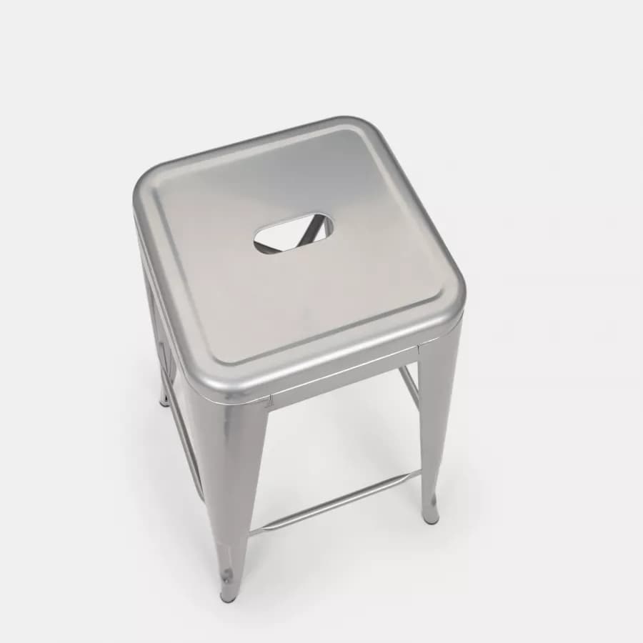 Sgabello da giardino impilabile stile industrial in metallo grigio - Farley
