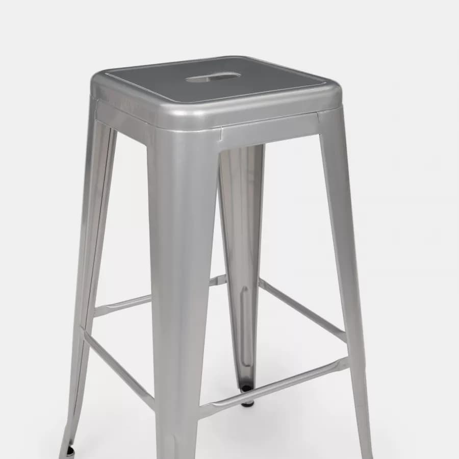 Sgabello da giardino impilabile stile industrial in metallo grigio - Farley