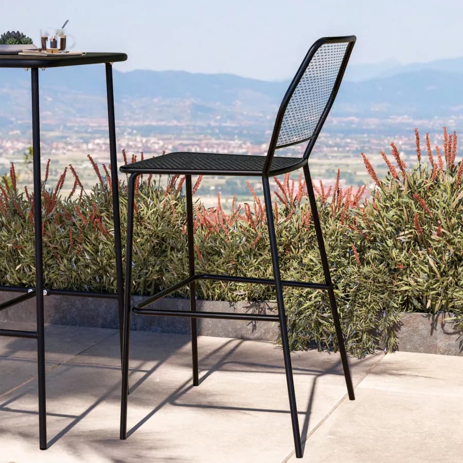 Sgabello da giardino in metallo nero - Dama