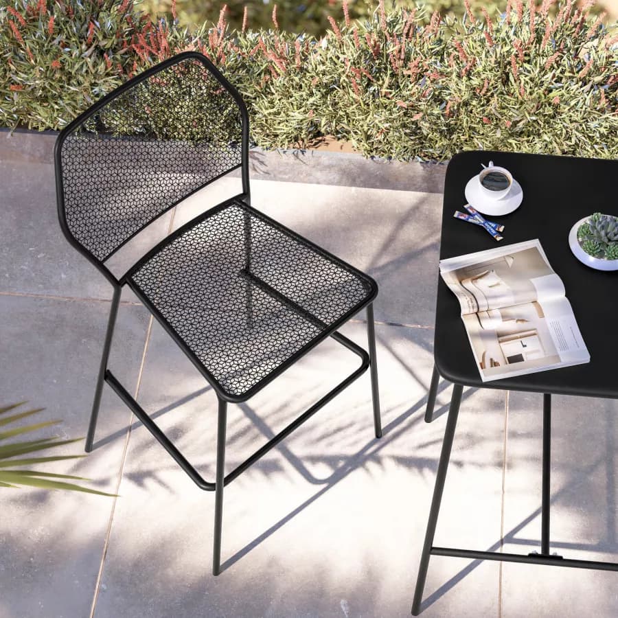 Sgabello da giardino in metallo nero - Dama