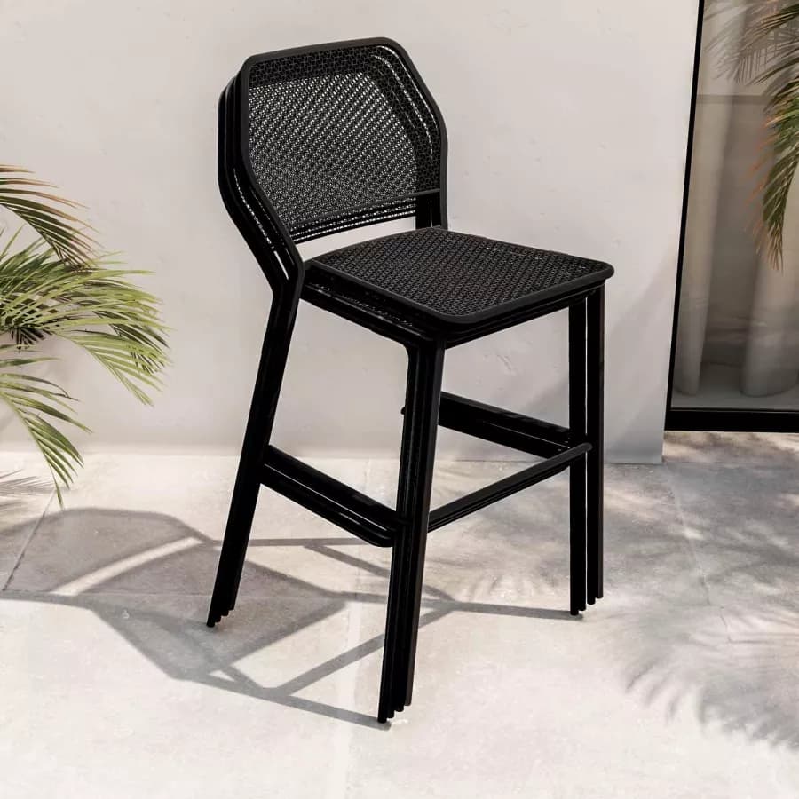 Sgabello da giardino in metallo nero - Dama