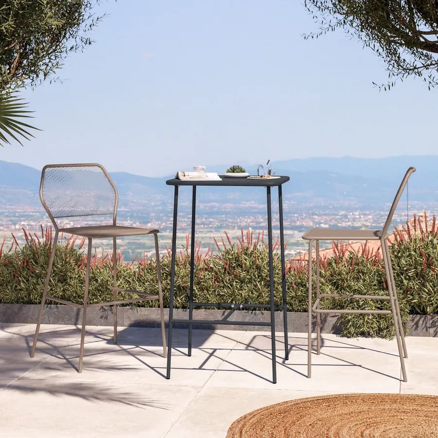 Sgabello da giardino in metallo tortora - Dama
