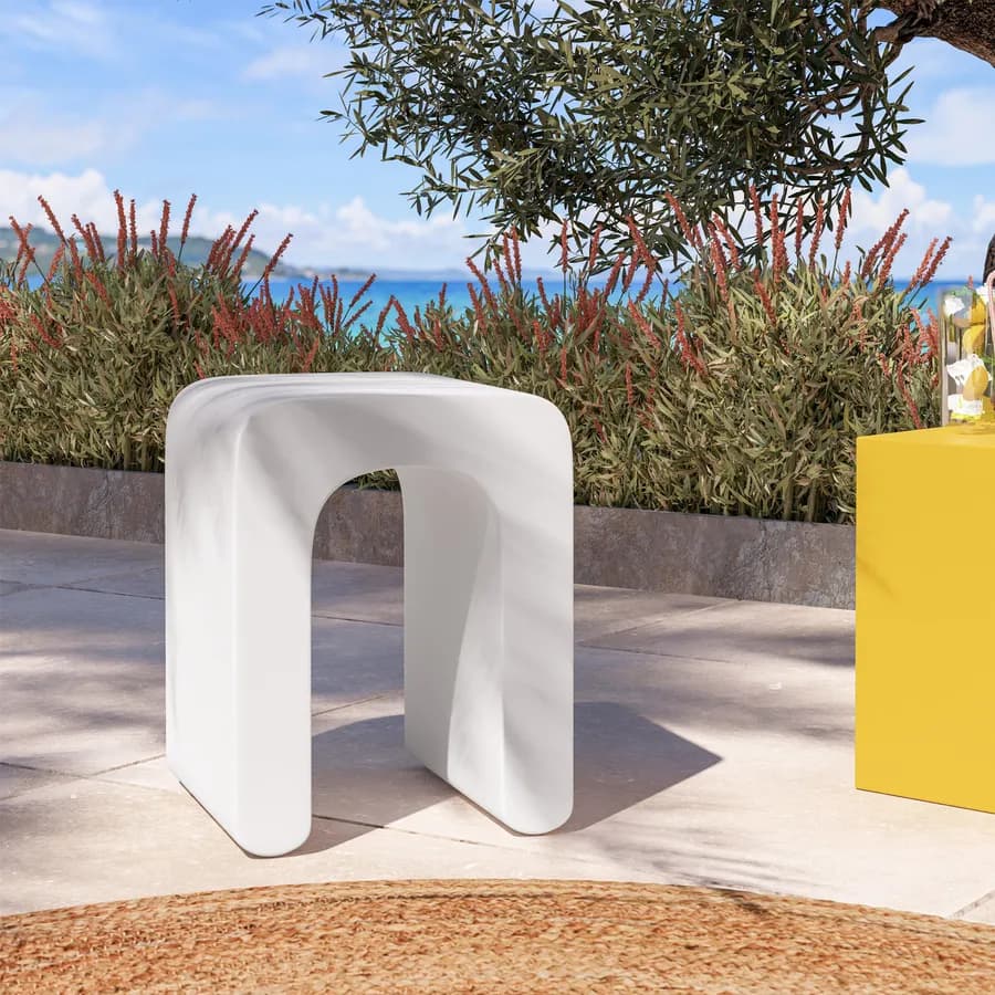 Sgabello da giardino in polietilene bianco - Marinha