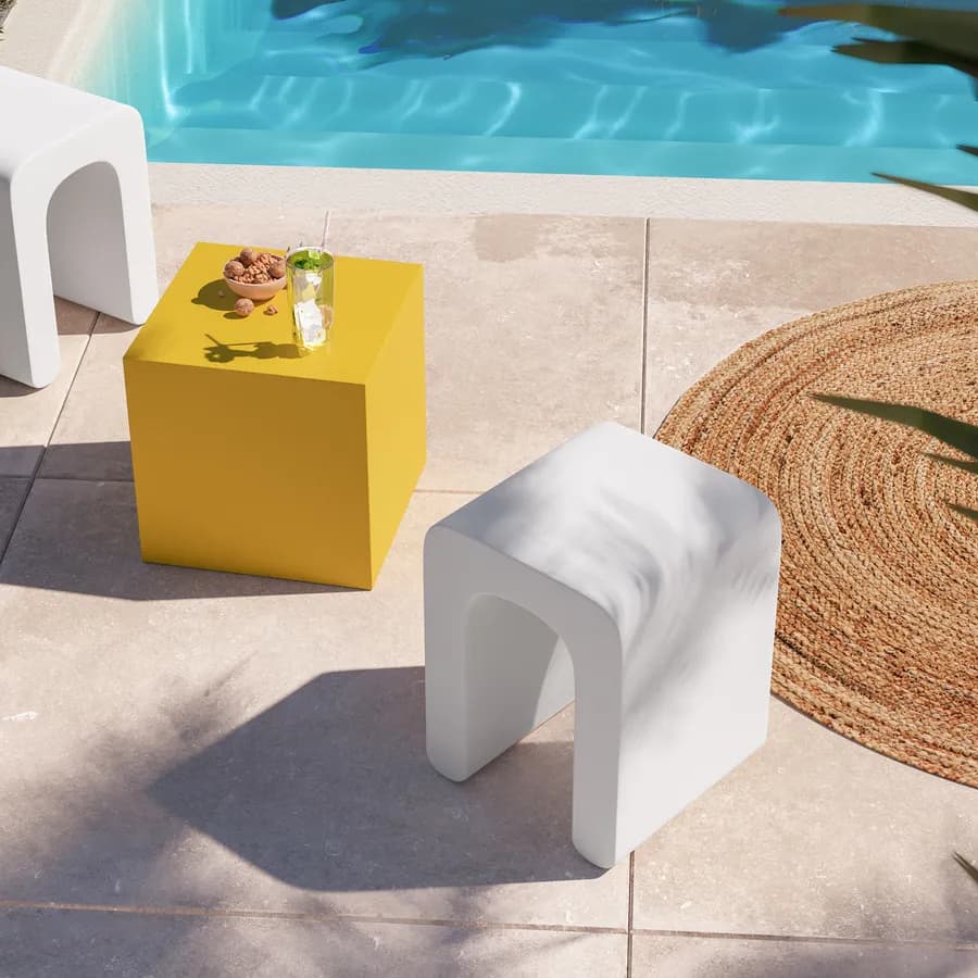 Sgabello da giardino in polietilene bianco - Marinha