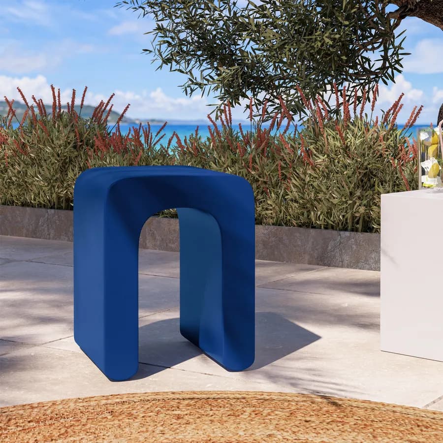 Sgabello da giardino in polietilene blu - Marinha