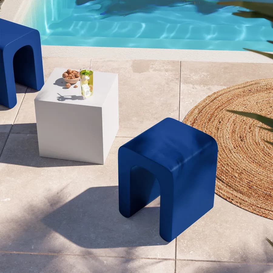 Sgabello da giardino in polietilene blu - Marinha