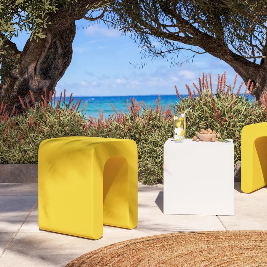 Sgabello da giardino in polietilene giallo - Marinha