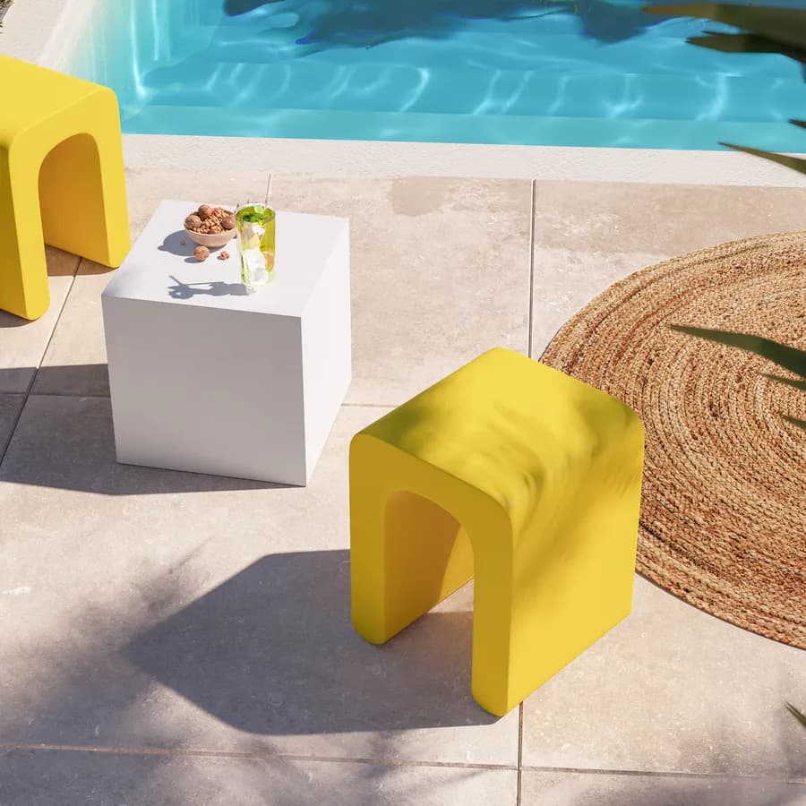 Sgabello da giardino in polietilene giallo - Marinha
