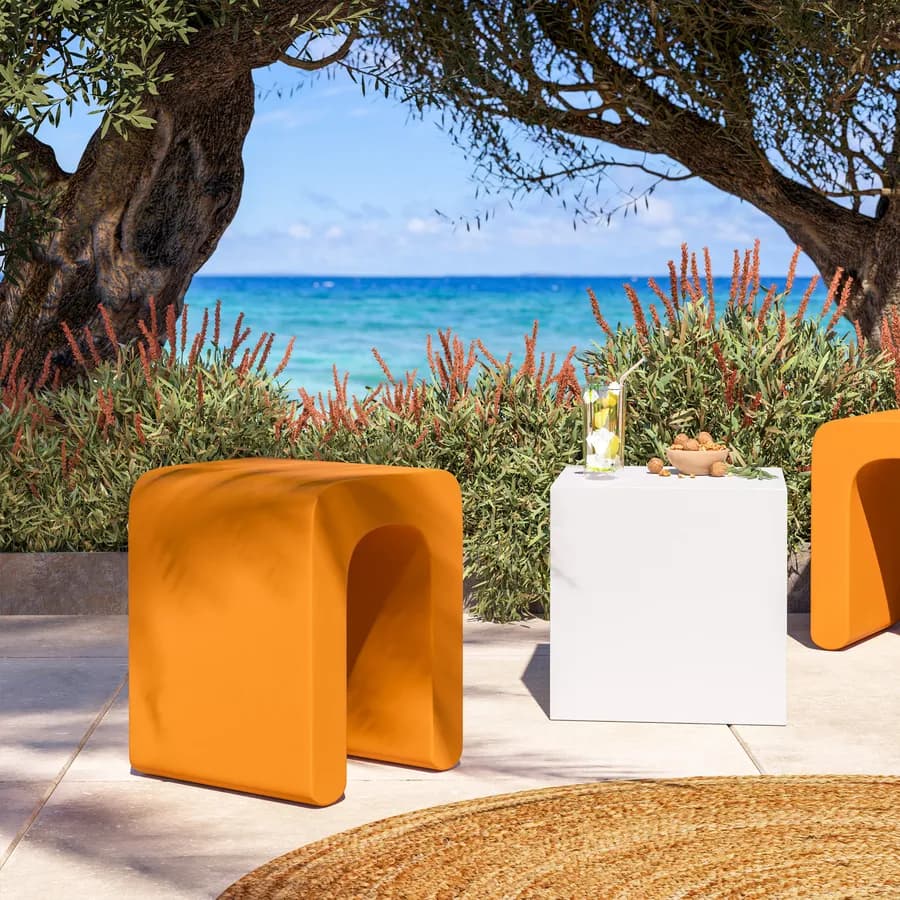 Sgabello da giardino in polietilene ocra - Marinha