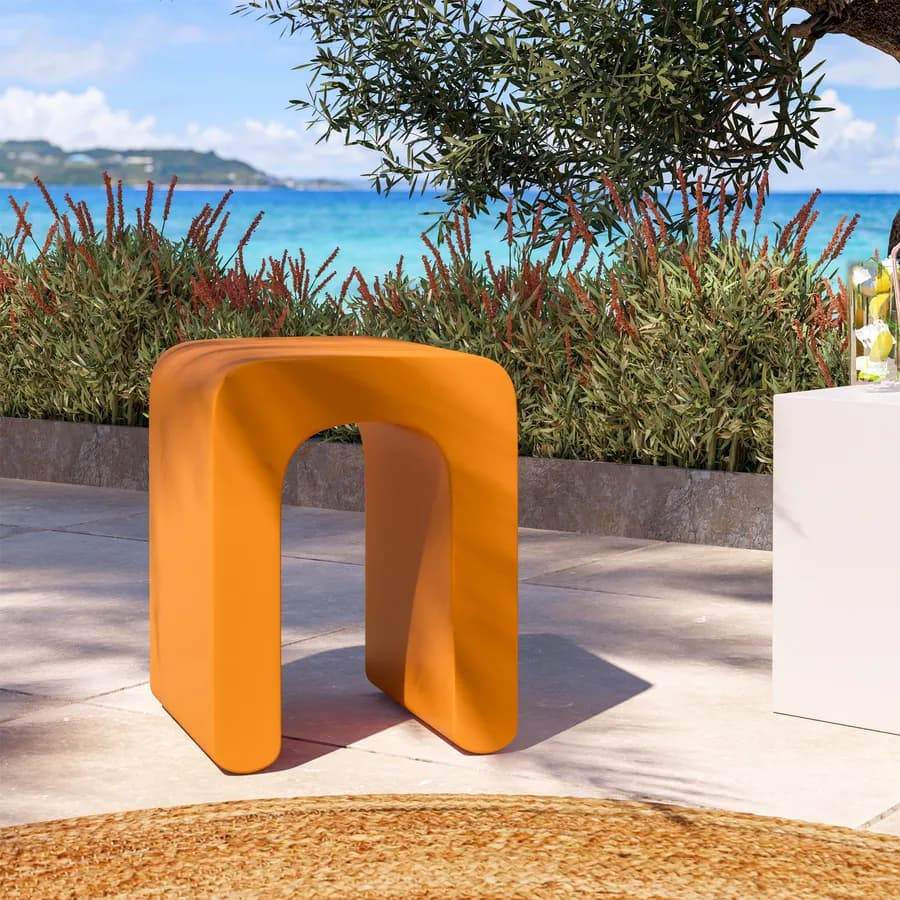 Sgabello da giardino in polietilene ocra - Marinha