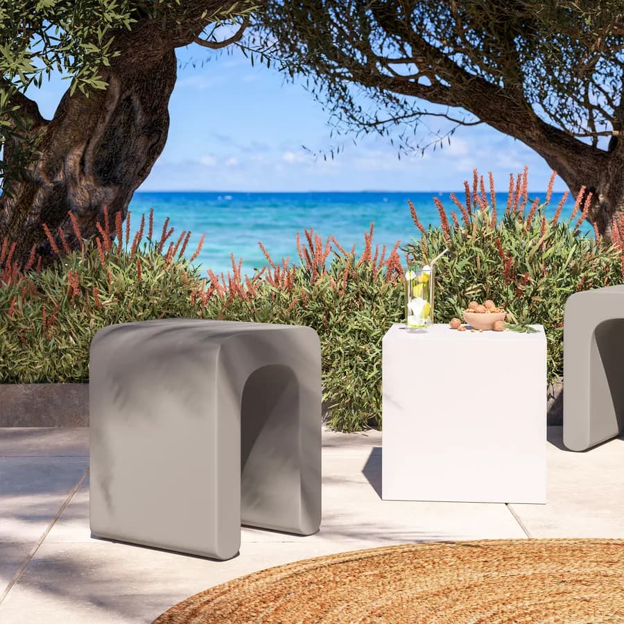 Sgabello da giardino in polietilene tortora - Marinha