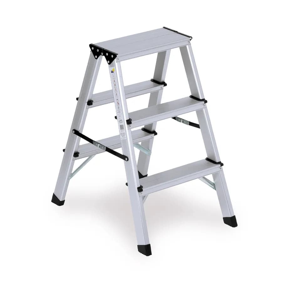Sgabello domestico in alluminio con doppia salita antiscivolo fascia antidivaricamento