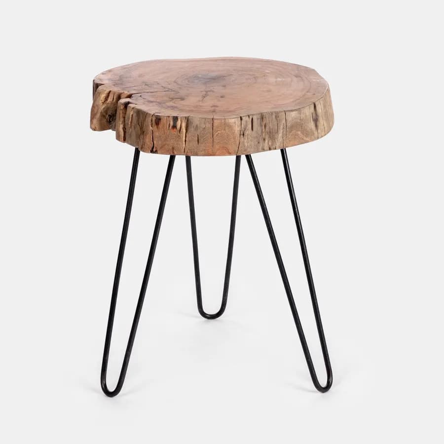 Sgabello in legno di acacia e metallo - Freia Acacia