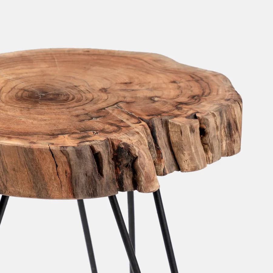 Sgabello in legno di acacia e metallo - Freia Acacia
