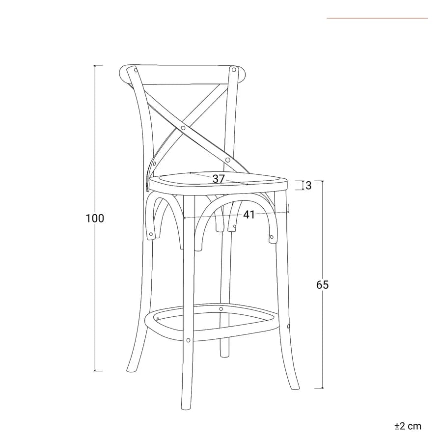 Sgabello in legno di olmo bianco con seduta in rattan - Giulietta