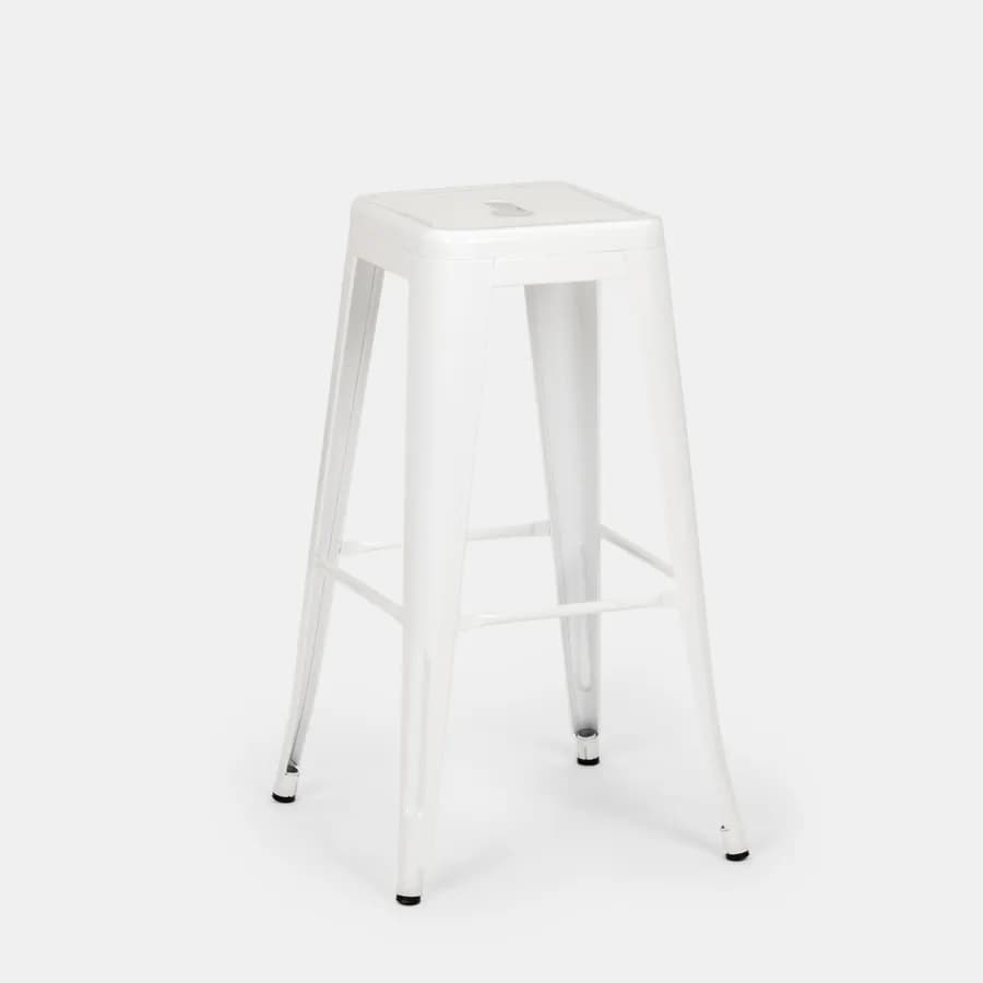 Sgabello impilabile stile industrial in metallo bianco - Farley