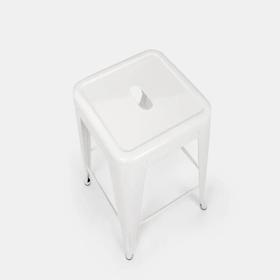 Sgabello impilabile stile industrial in metallo bianco - Farley