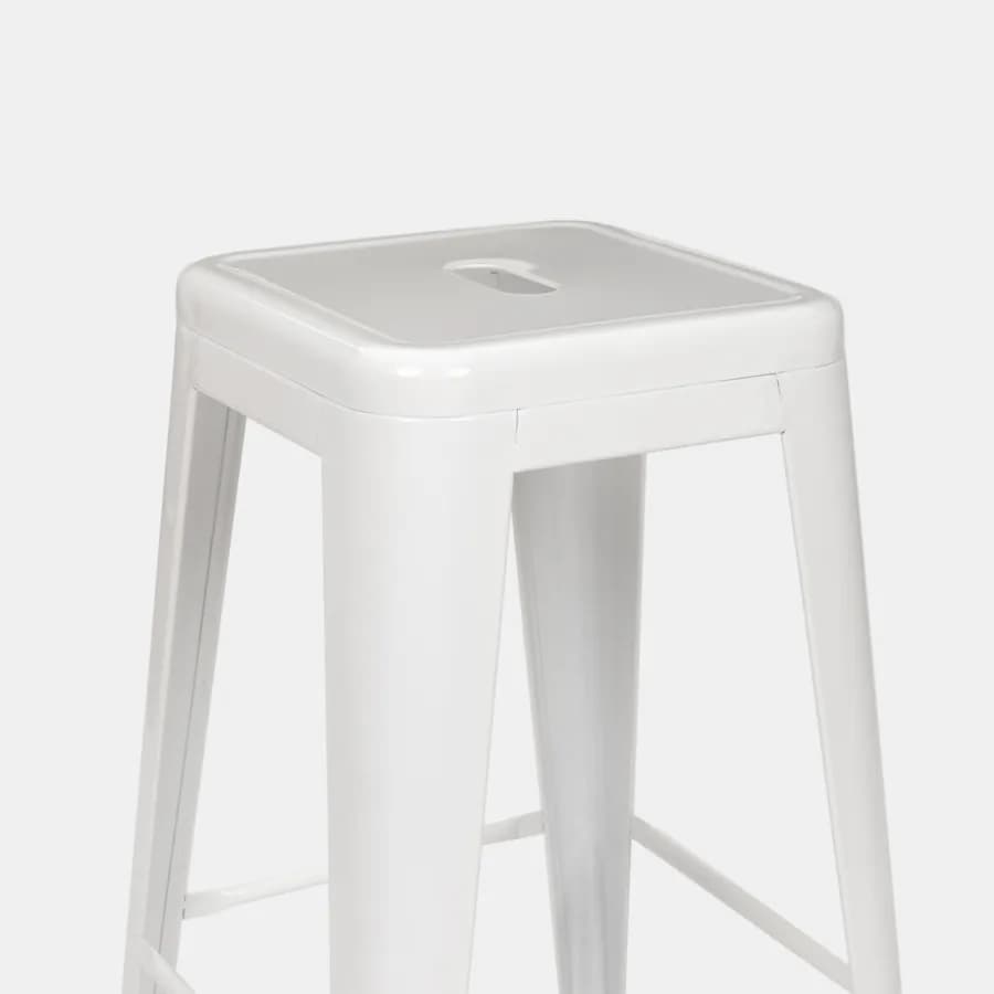 Sgabello impilabile stile industrial in metallo bianco - Farley
