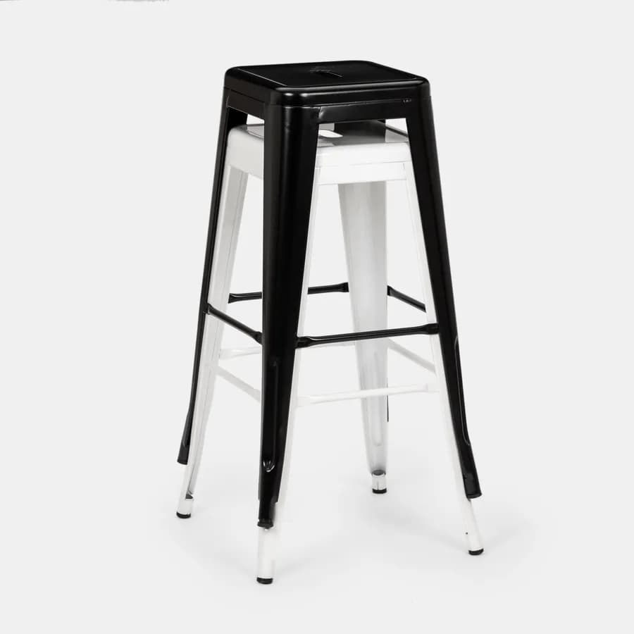 Sgabello impilabile stile industrial in metallo bianco - Farley