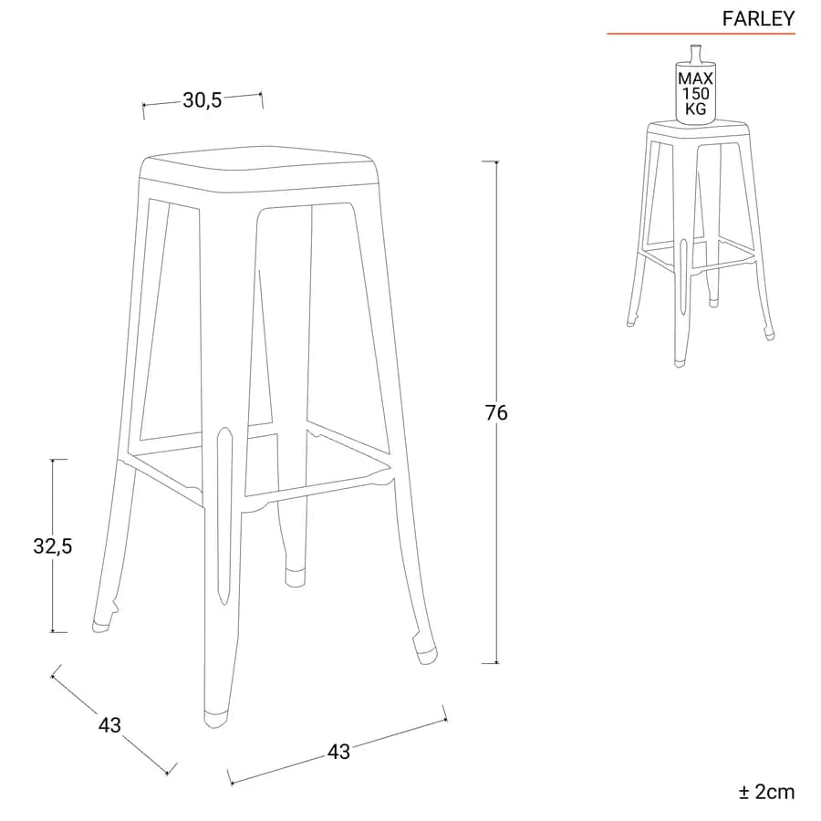 Sgabello impilabile stile industrial in metallo bianco - Farley
