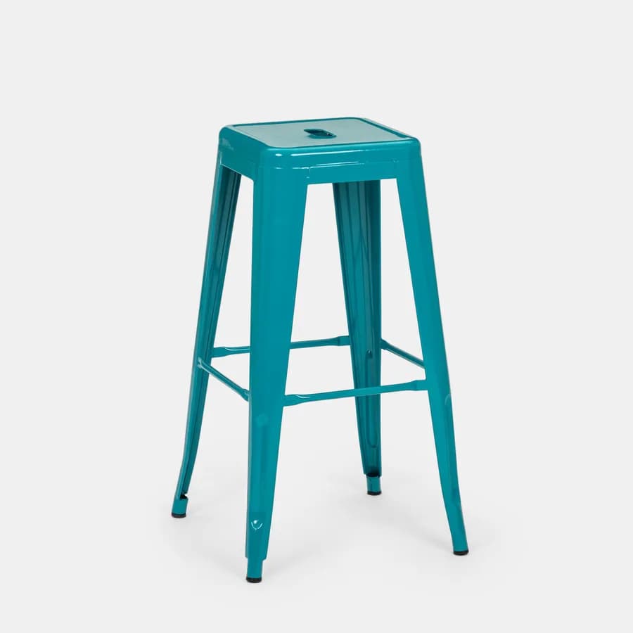 Sgabello impilabile stile industrial in metallo blu petrolio - Farley