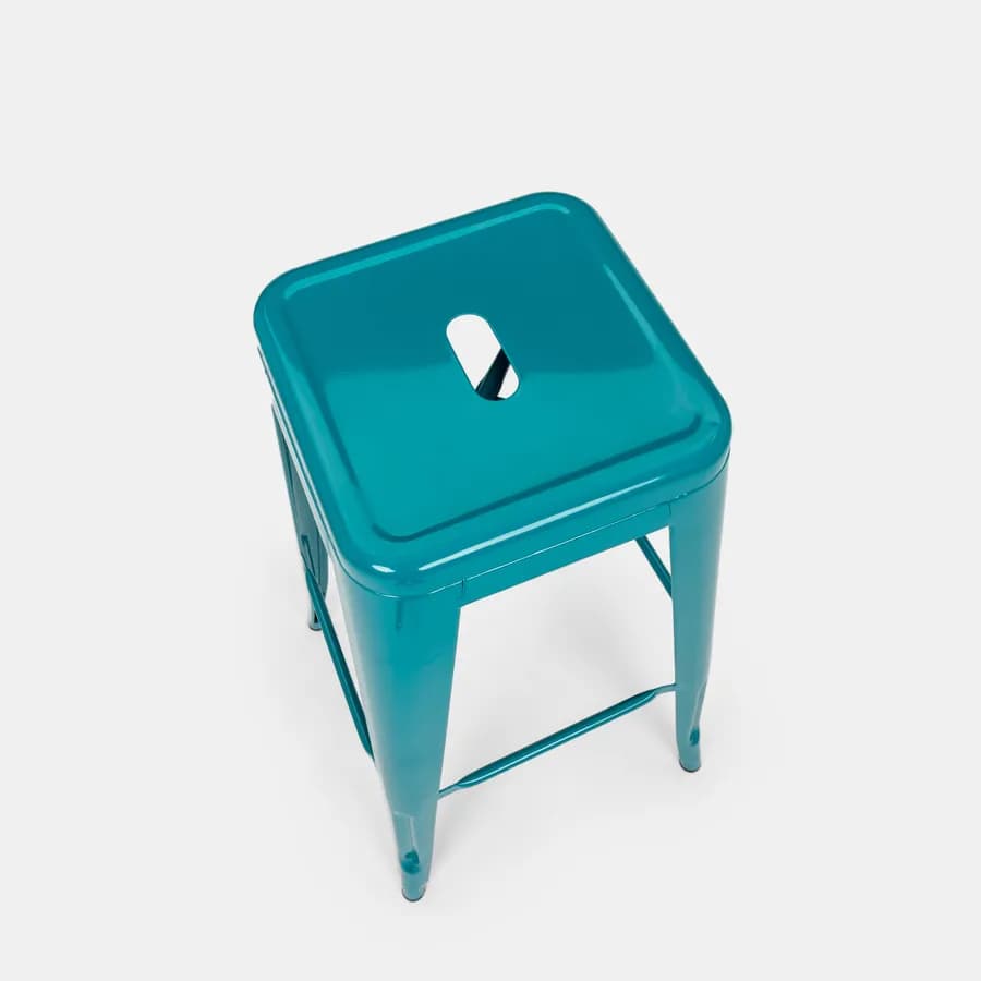 Sgabello impilabile stile industrial in metallo blu petrolio - Farley