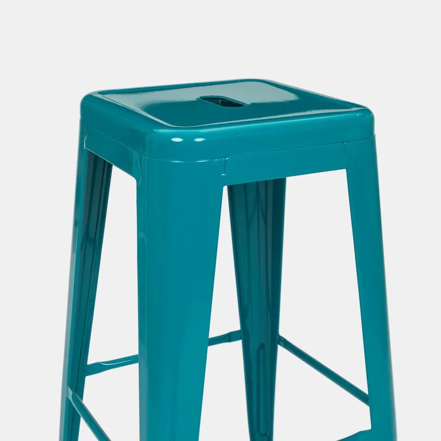 Sgabello impilabile stile industrial in metallo blu petrolio - Farley