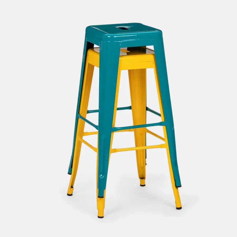 Sgabello impilabile stile industrial in metallo blu petrolio - Farley