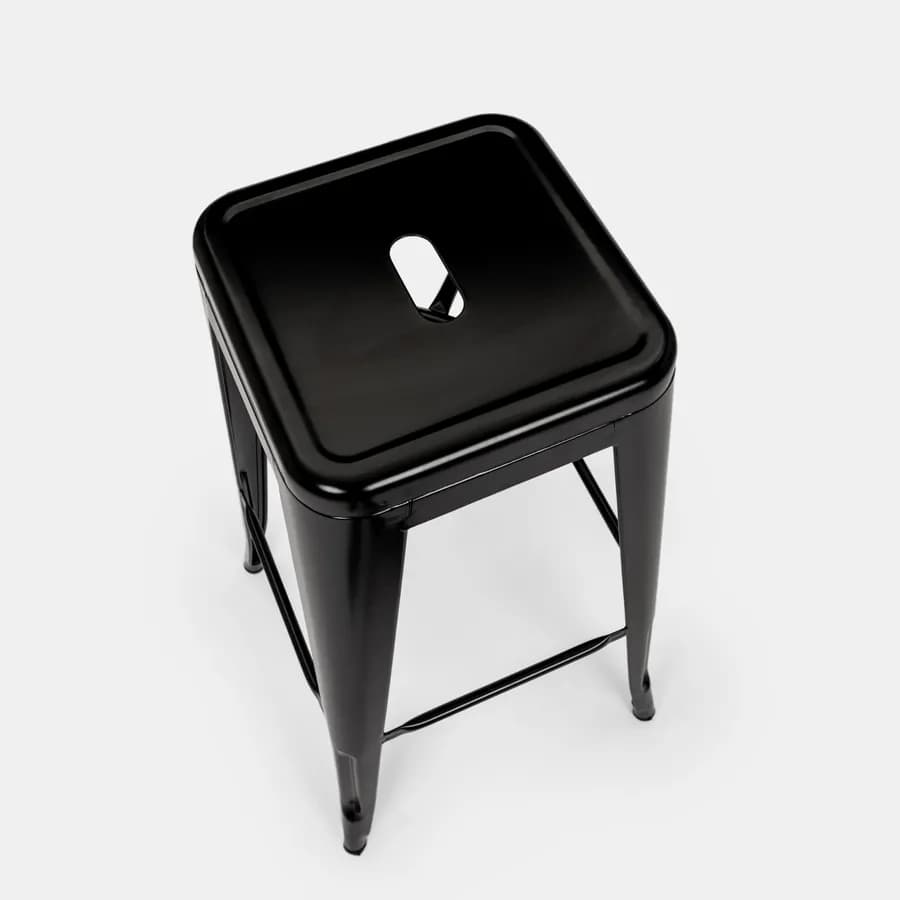 Sgabello impilabile stile industrial in metallo nero - Farley