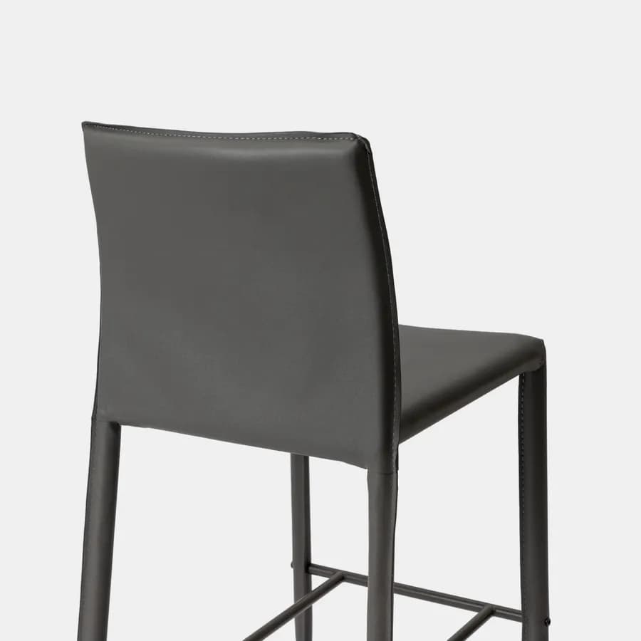 Sgabello in similpelle grigio scuro con poggiapiedi - Manfredi